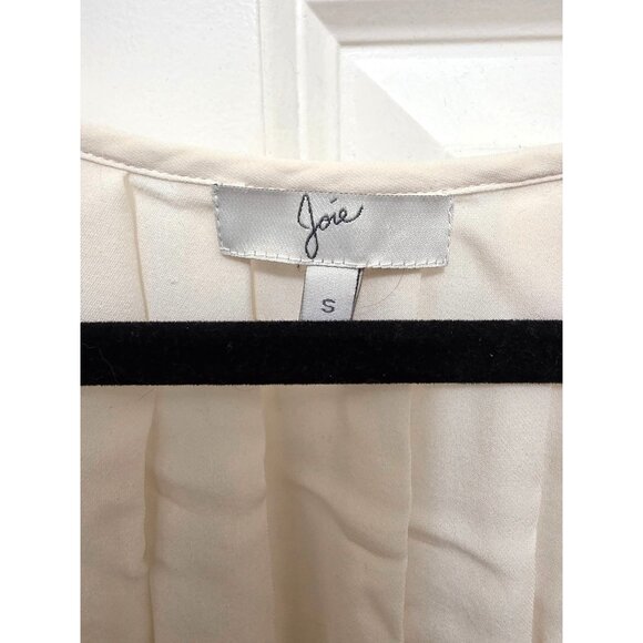 JOIE WOMEN'S IVORY SILKY FAIRY PLEATED PEASANT BLOUSE TIE NECK SIZE SMALL - Picture 7 of 10